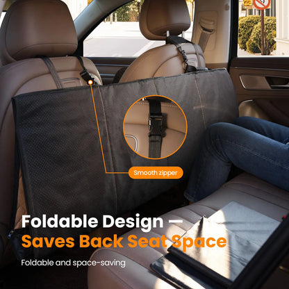 VALUXE Waterproof Dog Car Seat Cover for Large Dogs - Full-Cover Back Seat Protector, Foldable Design in Beige/Black