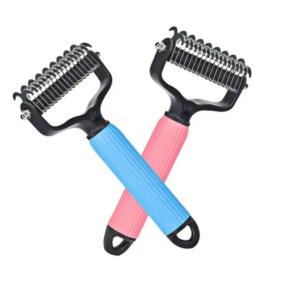 Professional Pet Grooming Tool - Universal Detangling Comb for Dogs with Stainless Steel Double-Sided Design for Effective Shedding and Matted Hair Removal, Essential Daily Coat Maintenance Supply.