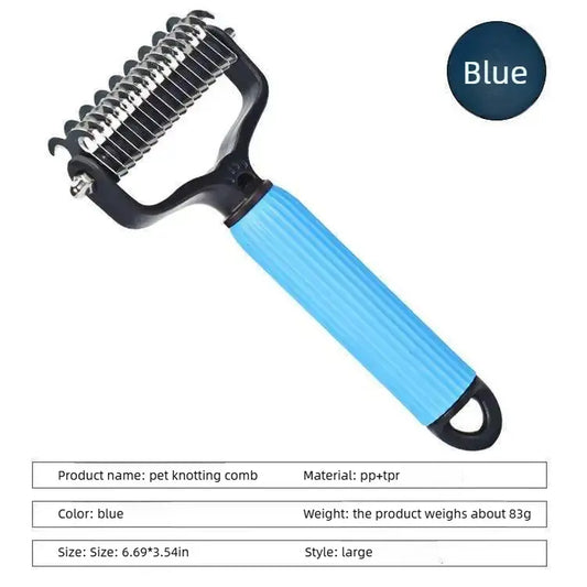 Professional Pet Grooming Tool - Universal Detangling Comb for Dogs with Stainless Steel Double-Sided Design for Effective Shedding and Matted Hair Removal, Essential Daily Coat Maintenance Supply.