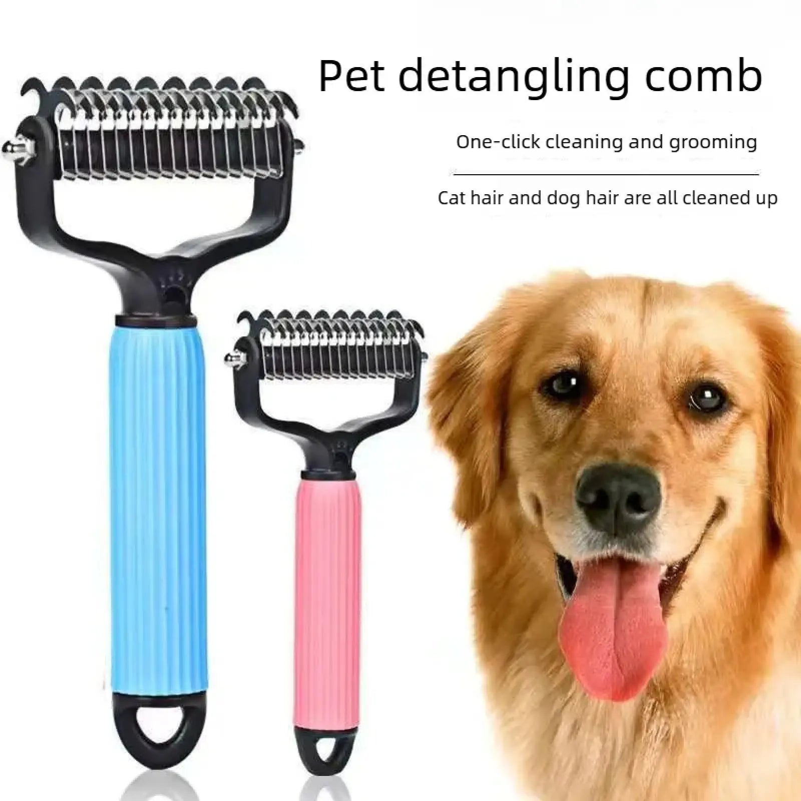 Professional Pet Grooming Tool - Universal Detangling Comb for Dogs with Stainless Steel Double-Sided Design for Effective Shedding and Matted Hair Removal, Essential Daily Coat Maintenance Supply.