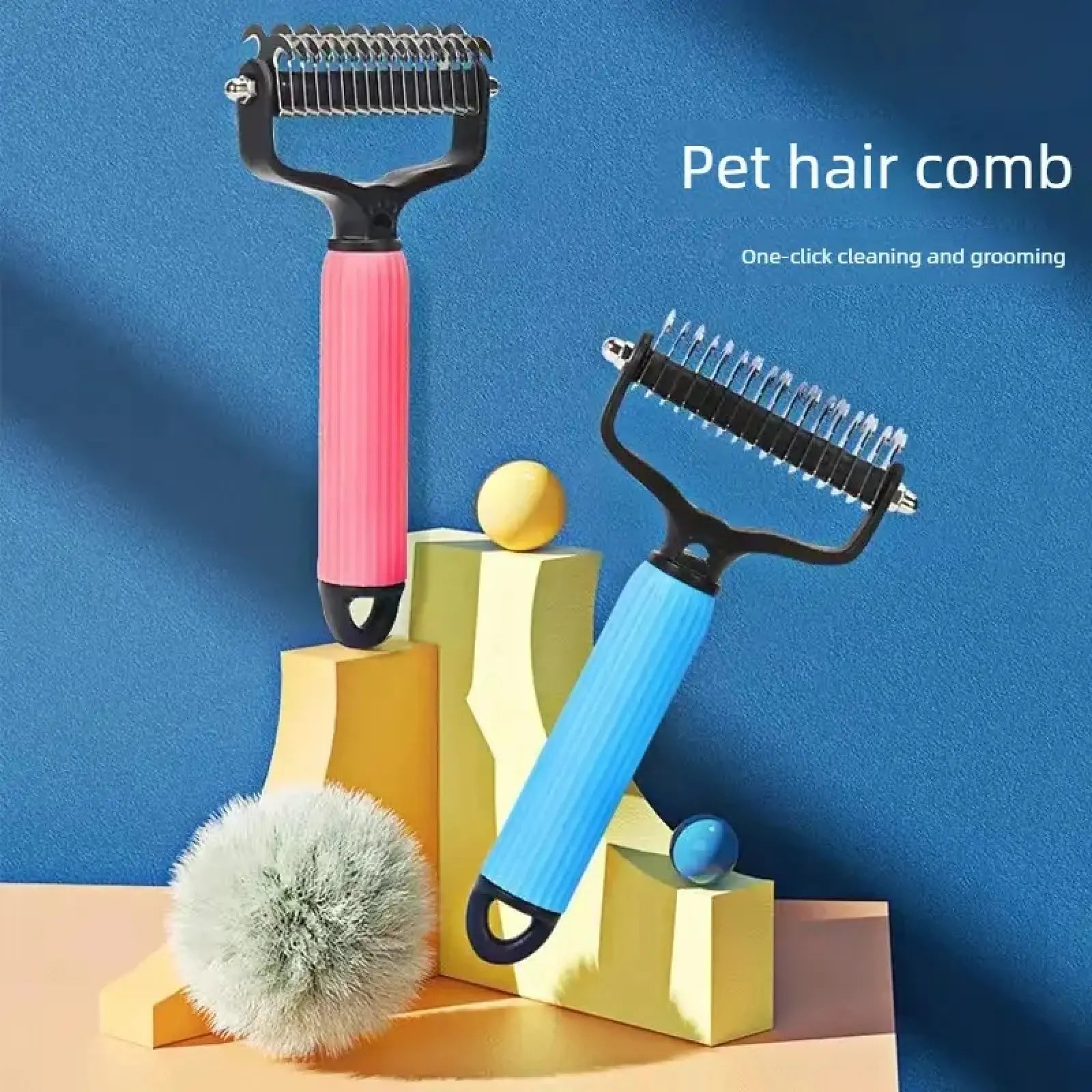 Professional Pet Grooming Tool - Universal Detangling Comb for Dogs with Stainless Steel Double-Sided Design for Effective Shedding and Matted Hair Removal, Essential Daily Coat Maintenance Supply.