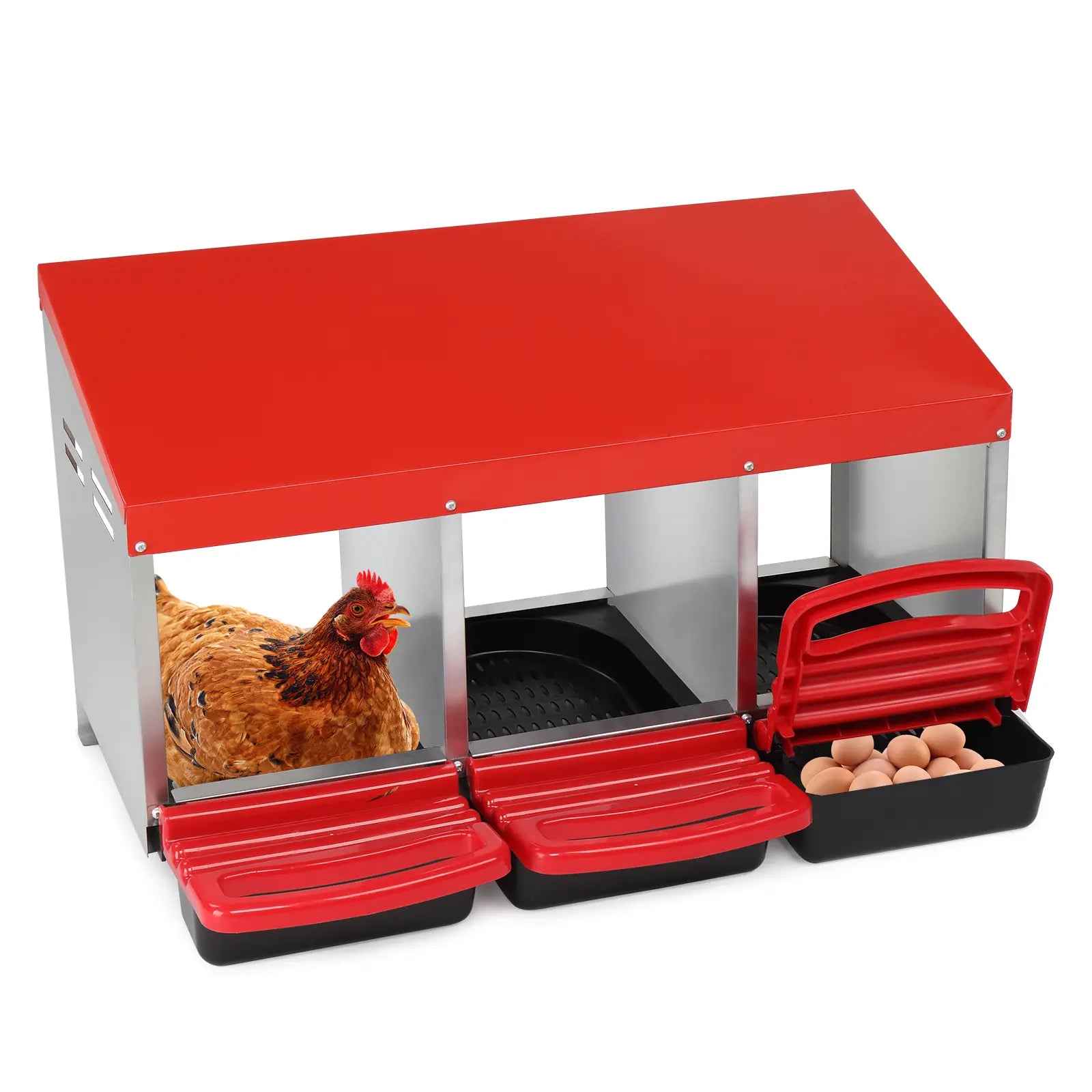 REBUYHOME 1/2/3/8 Compartment Roll Out Chicken Nesting Box with Plastic Basket, Egg Laying Box for Chicken Coop, Green,Litter Box,Summervibes,Petlovers Summervibes
