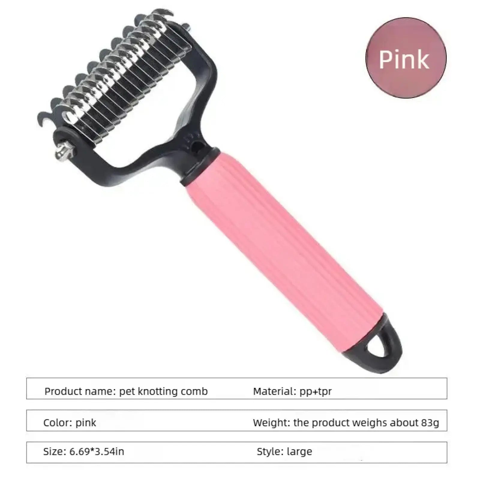 Professional Pet Grooming Tool - Universal Detangling Comb for Dogs with Stainless Steel Double-Sided Design for Effective Shedding and Matted Hair Removal, Essential Daily Coat Maintenance Supply.