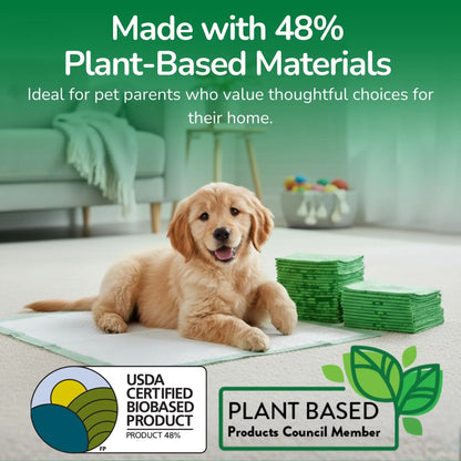 Pet N Pet 50-Count Puppy Training Pads – 48% USDA Certified Plant-Based, Unscented, Super Absorbent, and Leak-Proof