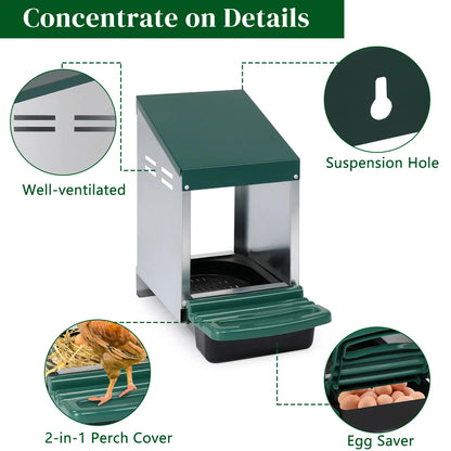 REBUYHOME 1/2/3/8 Compartment Roll Out Chicken Nesting Box with Plastic Basket, Egg Laying Box for Chicken Coop, Green,Litter Box,Summervibes,Petlovers Summervibes
